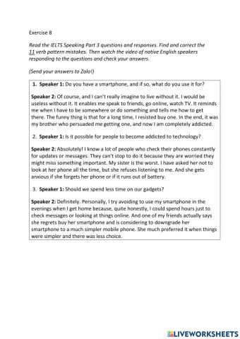 IE3, Unit 6, Speaking, Exercise 8