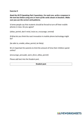 IE3, Unit 6, Speaking, Exercise 9