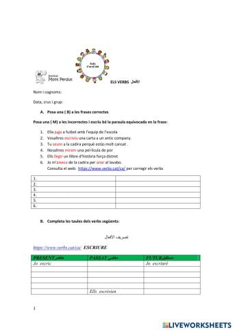 Corregir formes verbals A2.