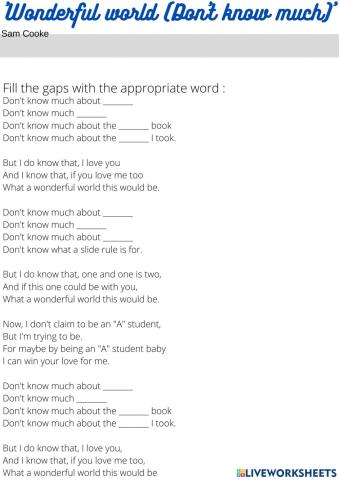 'Wonderful world (Don't know much)'