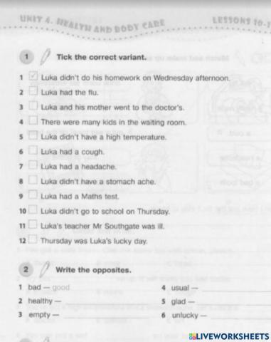 Workbook 4 U4 Story Time