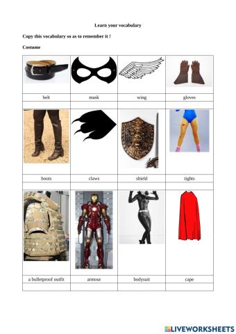 Learn superhero vocabulary
