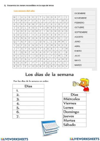 Meses y dias de la semana