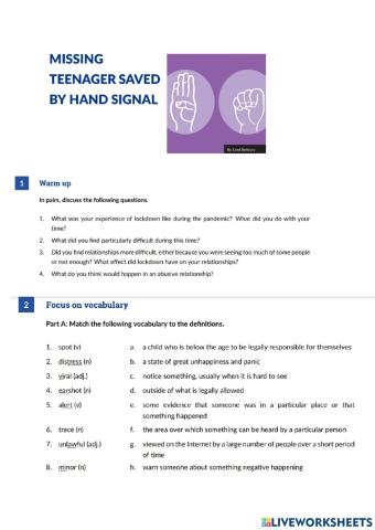 Missing teenager saved by hand signal