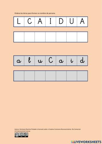 Ordenar letras para formar un nombre propio