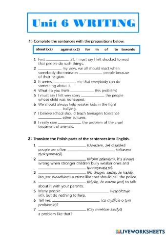 Unit 6 writing