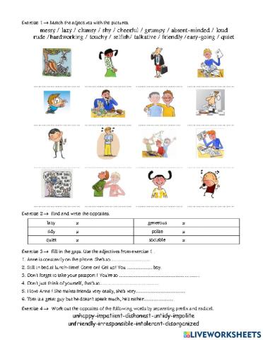 Personality adjectives