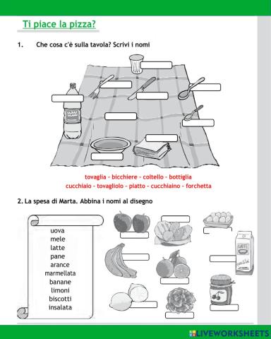Ti piace la pizza? - Vocabolario A2