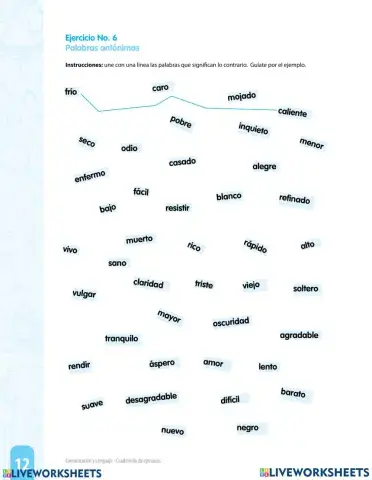 Usa el lápiz para unir sinónimos