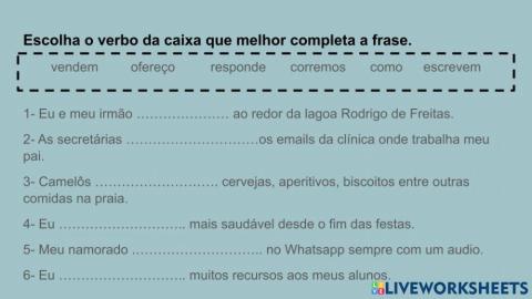 Conjugação presente indicativo
