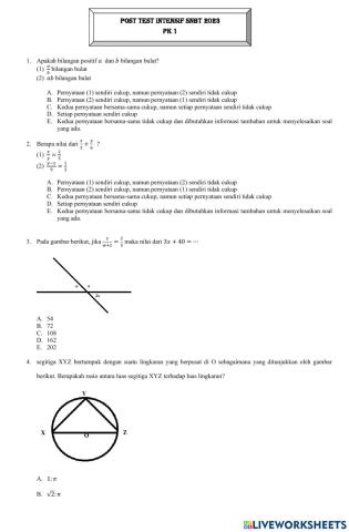 Posttest intensif pk 1