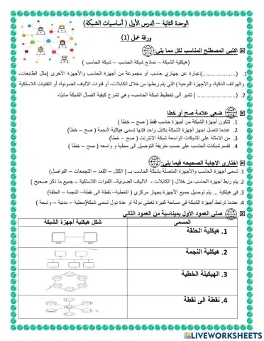 ورقة  عمل اساسيات الشبكة1