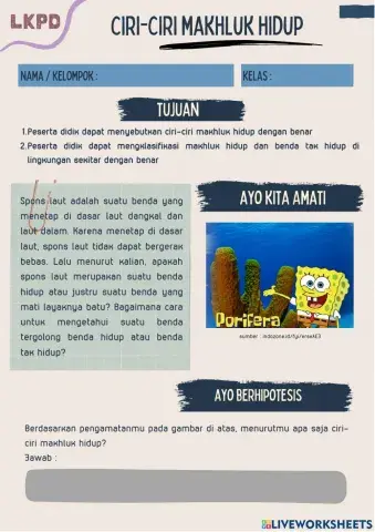 Lkpd ciri-ciri makhluk hidup