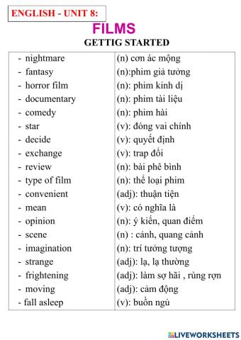 English 7-unit 8- getting atarted