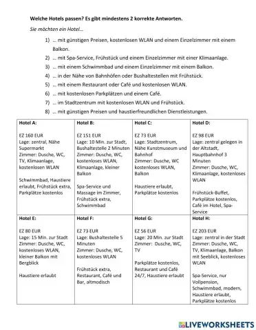 Sie möchten ein Hotel...