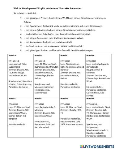 Sie möchten ein Hotel...