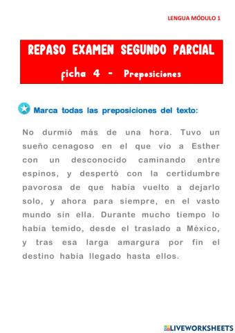 Lengua 1 ficha 4 Preposiciones