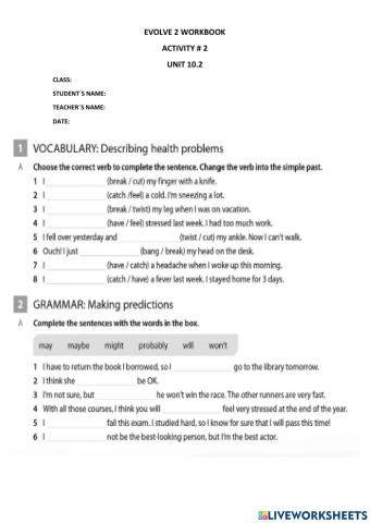 EVOLVE 2 UNIT 10.2 workbook