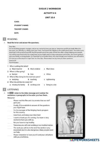 EVOLVE 2 UNIT 10.4 workbook