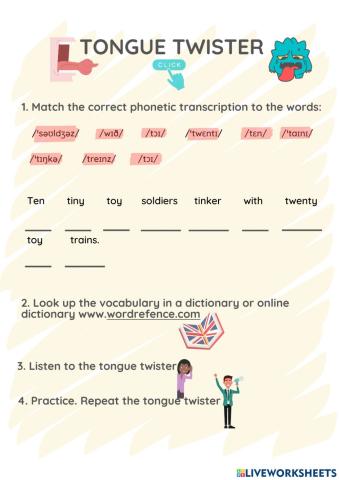 Tongue twister ten tiny toy soldiers