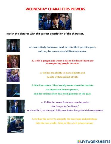 Wednesday serie characters