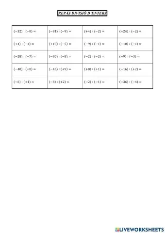 Nombres enters 25. Divisió
