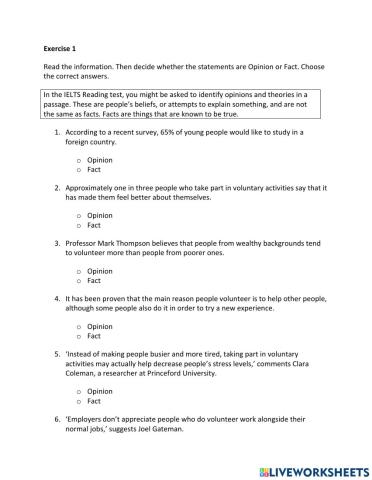 IE2, Unit 5, Reading, Exercise 1
