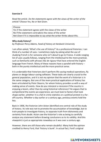 IE3, Unit 5, Reading, Exercise 9