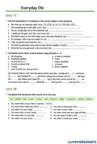 Basic Vocabulary Review 17-23 Everyday life