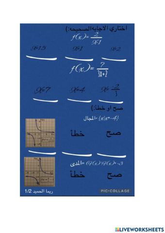 تمثيل دوال المقلوب بيانيا