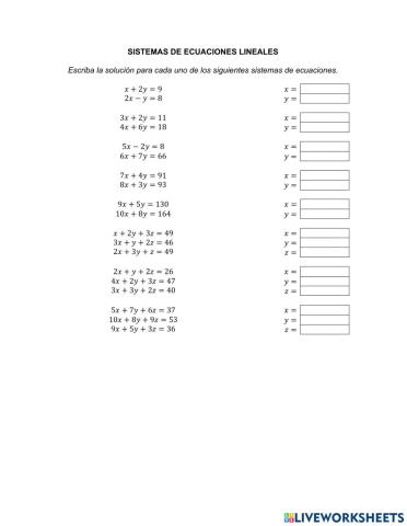 Sistemas de ecuaciones