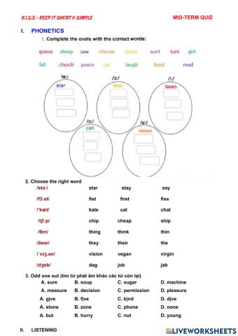 Kiss english - mid term quiz