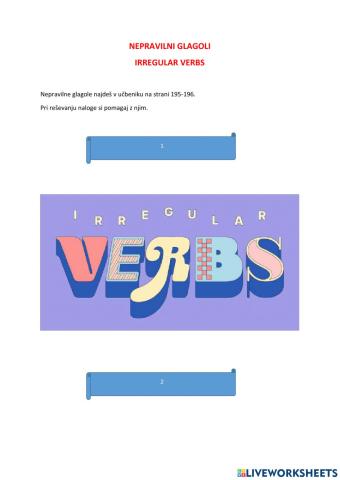 Nepravilni glagoli - utrjevanje