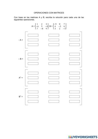 Opuesta y transpuesta, matrices