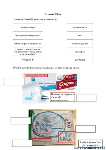 Persausive Writing: DAFOREST 1