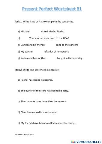 Present Perfect Simple - WORKSHEET
