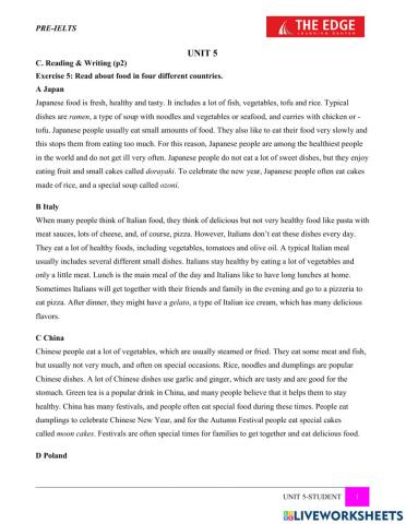 Mindset for ielts foundation -Unit 5 :C. Reading & Writing (p2)