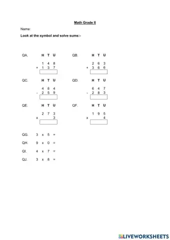 Math Mixed Operations