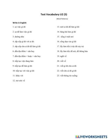 Test Vocabulary U2 (5)