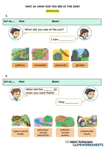 E5U9 (speaking) WHAT DID YOU SEE AT THE ZOO? -nuongnguyen