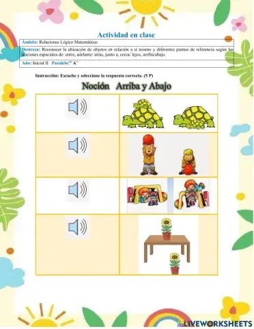 Noción Arriba y abajo