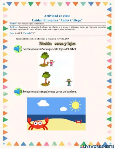 Noción cerca y lejos