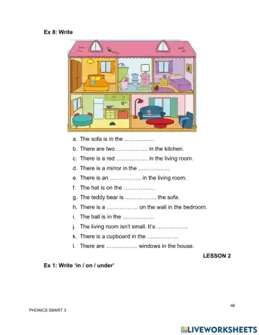 PS3.Unit 5 L2 there are five rooms in my house