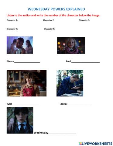 Wedenesday characters powers listening