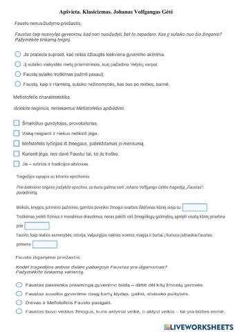 Apšvieta. Klasicizmas. Johanas Volfgangas Gėtė