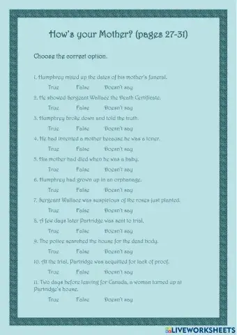 How's your Mother? (pages 27-31)