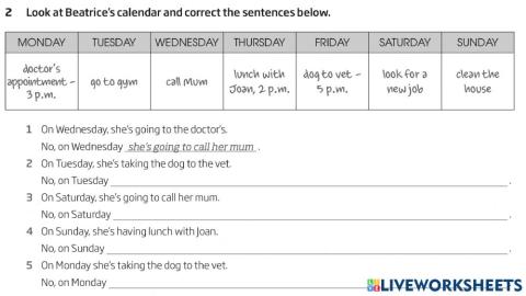 B1.1 1B. Grammar 1, exercise 2. Be going to