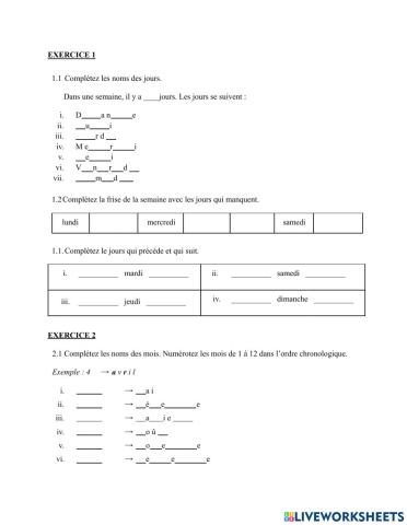 Le jour, Le mois, L'année