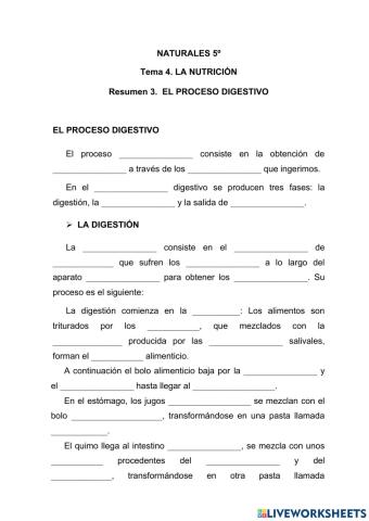 El proceso digestivo