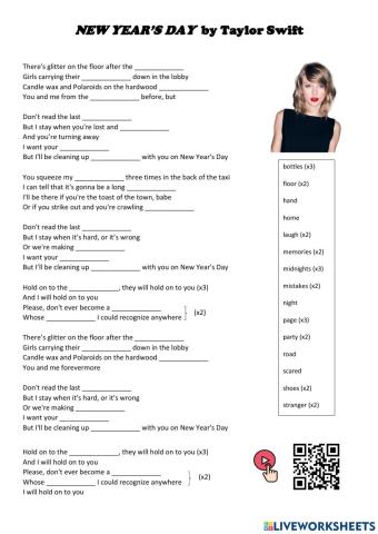 Song: -NEW YEAR'S DAY- by Taylor Swift